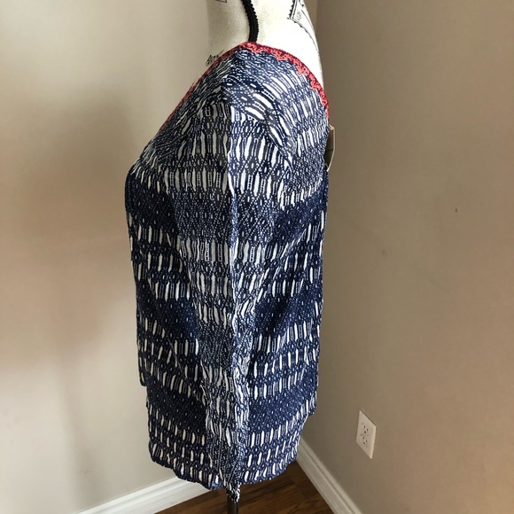 NWT Lucky Brand Vneck boho pullover top semi-sheer - Picture 5 of 8